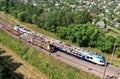 Railroad Track Construction. Train Track Repair and Maintenance. Build A Railway Track for train to run. Laying steel rail. Repair Royalty Free Stock Photo