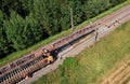 Railroad Track Construction. Train Track Repair and Maintenance. Build A Railway Track for train to run. Laying steel rail. Repair Royalty Free Stock Photo