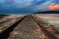Railroad track in the desert Royalty Free Stock Photo