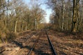 Railroad track, next to new railway sleepers