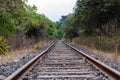 Railroad track Summer afternoon in the middle of the forest