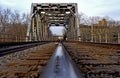 Railroad track on train bridge Royalty Free Stock Photo