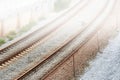 Foogy railroad tracks Royalty Free Stock Photo