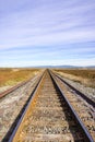 Railroad tracks across marshland, Alviso, San Jose, south San Francisco bay area, California