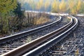 Railroad Tracks in Autumn Royalty Free Stock Photo