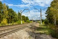 Railroad tracks in a beautiful area