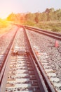 Railroad tracks detail close up. Royalty Free Stock Photo