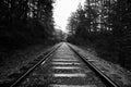 Railroad tracks in black and white