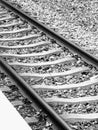 railroad tracks. Black and white photo. Royalty Free Stock Photo