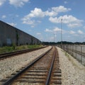 Railroad Tracks and Blue Sky.