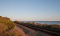 Railroad tracks on the Central Coast of California at Goleta / Santa Barbara at sunset Royalty Free Stock Photo