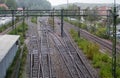 Railroad tracks changing Royalty Free Stock Photo