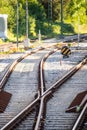 Railroad tracks close up Royalty Free Stock Photo