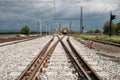 Railroad tracks closeup Royalty Free Stock Photo