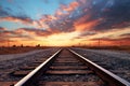 railroad tracks converging on the horizon Royalty Free Stock Photo