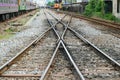 Railroad tracks crossing Royalty Free Stock Photo