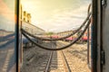 Railroad tracks crossing Royalty Free Stock Photo