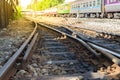 Railroad tracks crossing Royalty Free Stock Photo