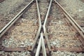 Railroad tracks crossing Royalty Free Stock Photo