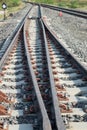 Railroad tracks detail close up. Royalty Free Stock Photo