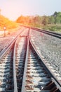 Railroad tracks detail close up. Royalty Free Stock Photo