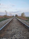 Railroad Tracks in Early Morning Royalty Free Stock Photo