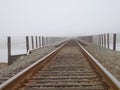 Railroad tracks into fog Royalty Free Stock Photo