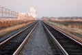 Railroad tracks and grain elevator