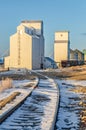 Railroad Tracks Heading to Grain Elevators