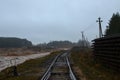 Railroad tracks in the industrial zone Royalty Free Stock Photo