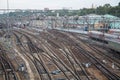 Railroad tracks in Irkutsk, Russia Royalty Free Stock Photo