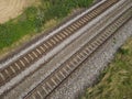 Railroad tracks in the landscape from above Royalty Free Stock Photo