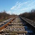 Railroad tracks in winter, ice