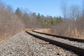 Railroad tracks leading to bend