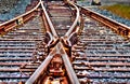 Railroad Tracks Switch HDR Royalty Free Stock Photo