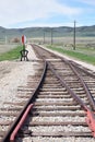 Railroad tracks merging at switch