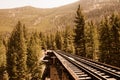 Railroad train tracks through countryside Royalty Free Stock Photo