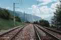 Railroad tracks near Montreux Switzerland Royalty Free Stock Photo