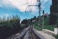 Railroad tracks near Montreux Switzerland Royalty Free Stock Photo