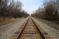 Railroad Tracks Perspective on a Gloomy Day 2 Royalty Free Stock Photo