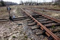 Railroad tracks and railroad switch Royalty Free Stock Photo