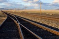 Railroad tracks running through the desert Royalty Free Stock Photo
