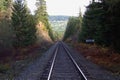 Railroad tracks running thru the mountains