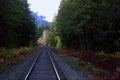 Railroad tracks running thru the mountains