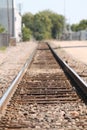 Railroad tracks in rural midwestern town