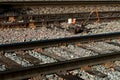 Railroad tracks with a rusty switch