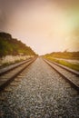 Railroad tracks in the setting sun