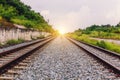 Railroad tracks in the setting sun