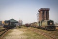 Railroad tracks with trains in Khulna, Bangladesh