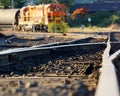 Railroad tracks w train Shelton Washington USA Royalty Free Stock Photo